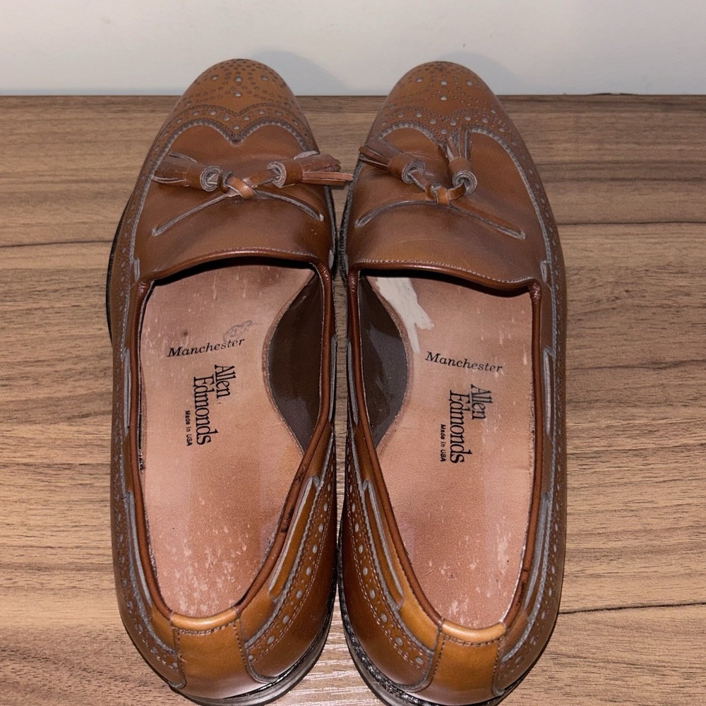 Allen Edmonds Loafers Men's 10D XX Brown Leather Longwing Tip Tassel 44640 - Picture 7 of 9